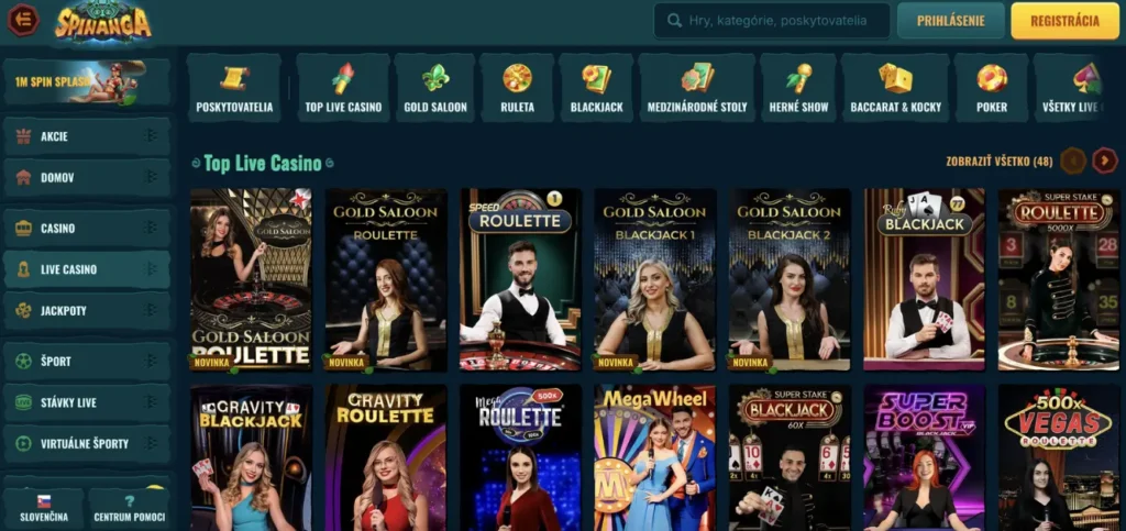 Spinanga Casino - live casino ponuka hier