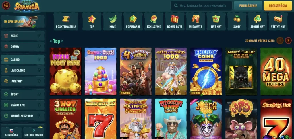 Spinanga Casino hry - ponuka najlepších hier v kasíne