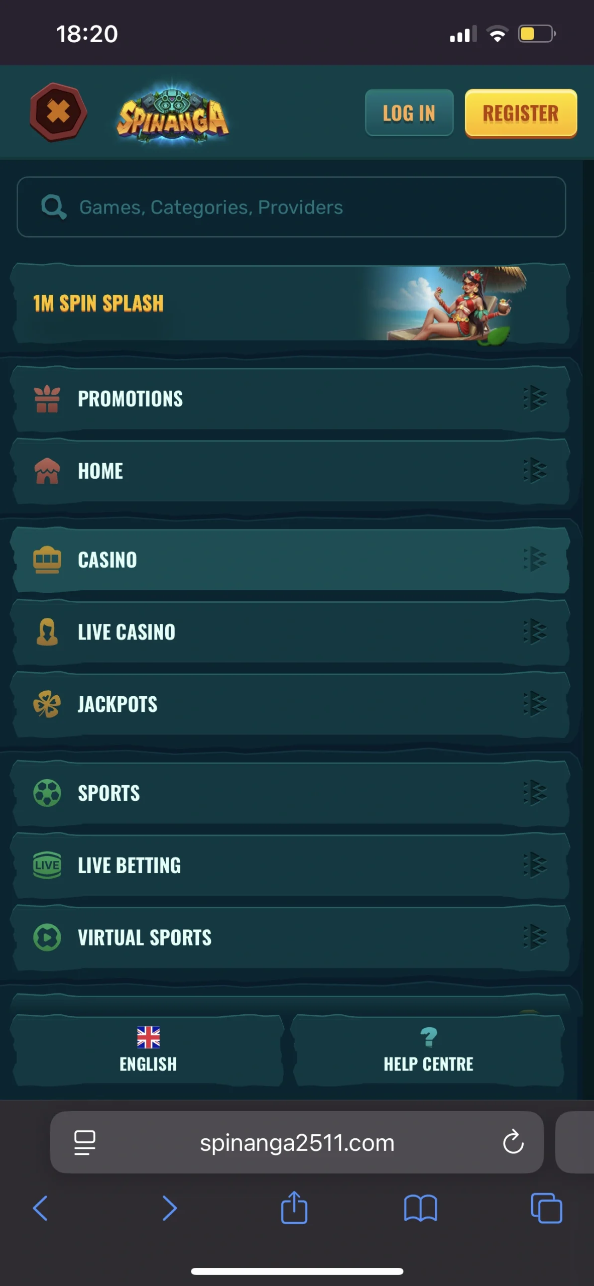 menu spinanga app