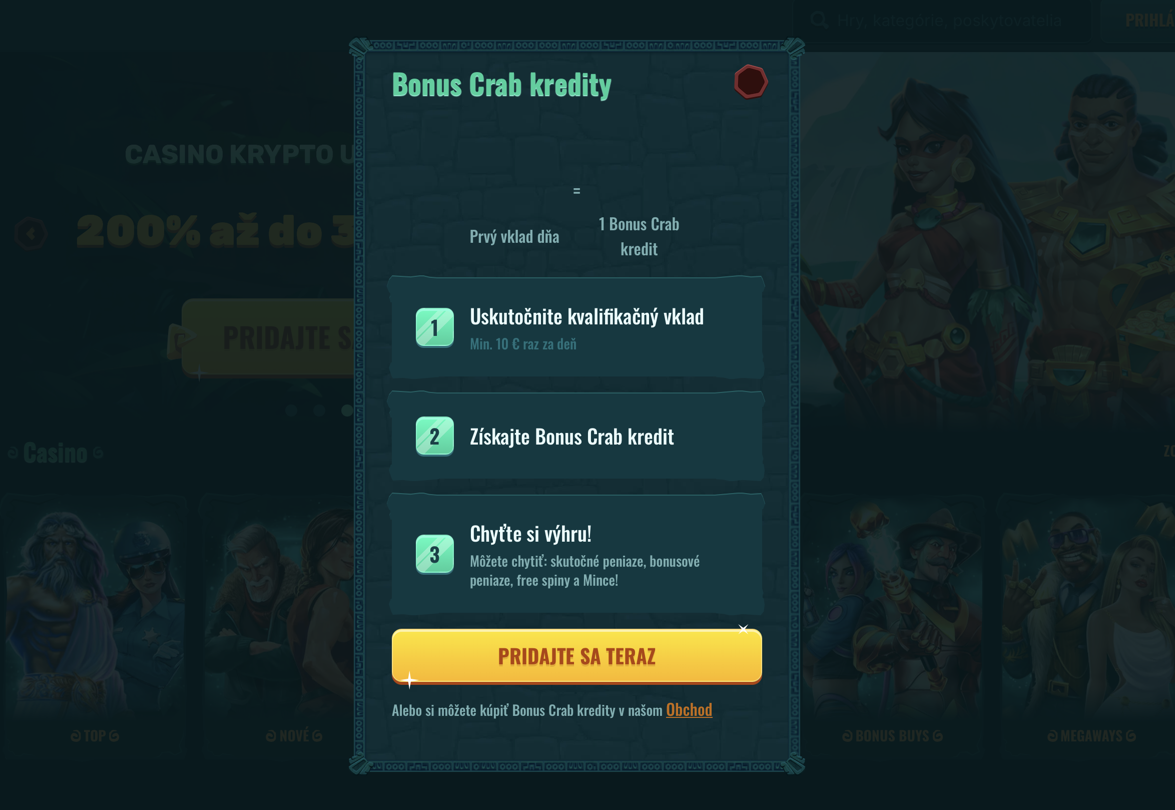 Spinanga Casino promo kód a bonus crab