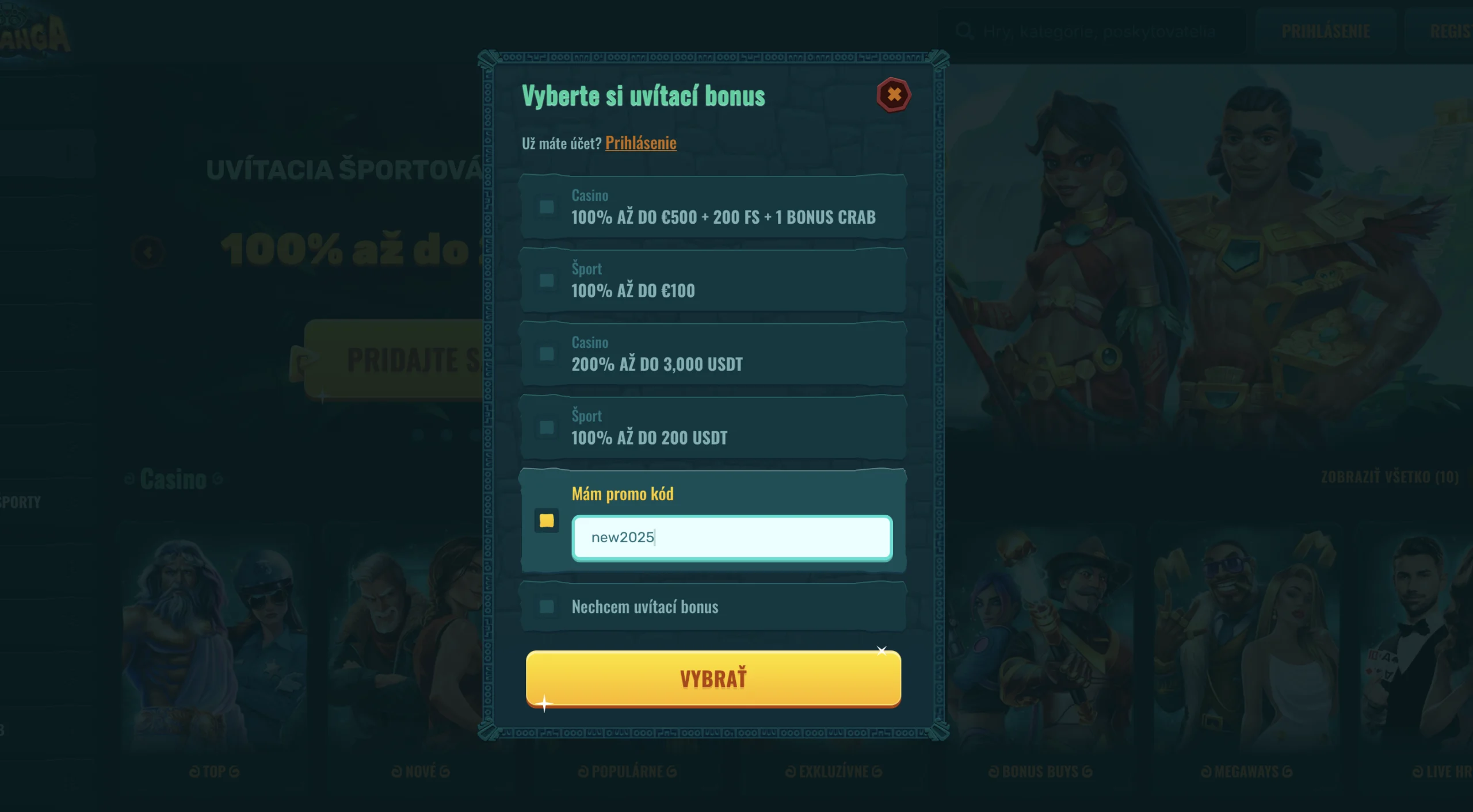 Spinanga Casino promo kód