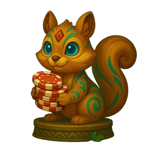 Spinanga Casino recenzia - ikonka veverička s pokrovými chipmi